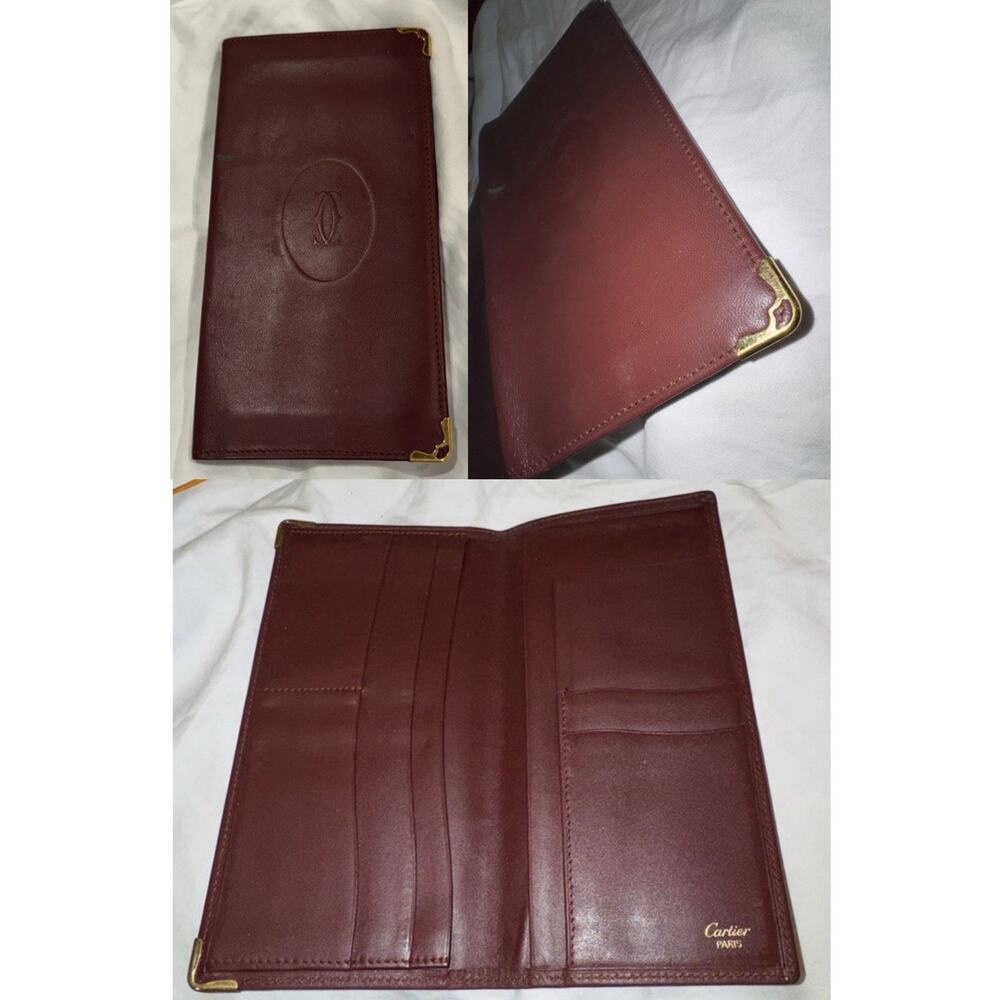 Cartier Burgundy Leather C de Cartier Long Bifold Wallet- Vintage 1985